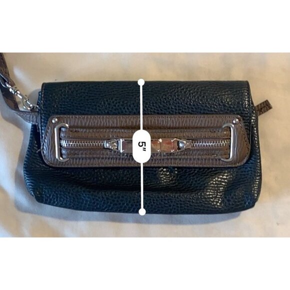 Chaps Black & Brown Faux Leather Crossbody Bag Adjustable Strap & Silver-Tone Ac - Picture 7 of 8